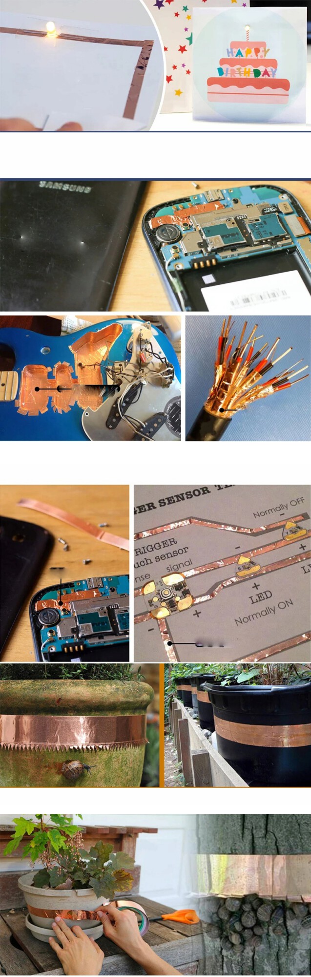 Taśma MIEDZIANA FOLIA Samoprzylepna do EKRANOWANIA NA ŚLIMAKI 10mm x 20m - zdjęcie 5