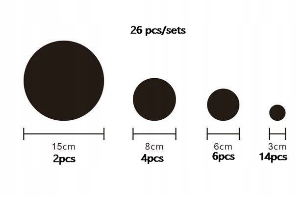 ZESTAW LUSTER DO SYPIALNI SALONU AKRYL KOŁA KOMPLET DEKORACJA OZDOBA 26SZT - obrazek 6