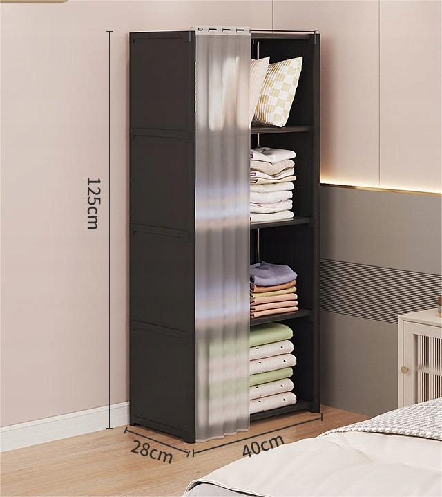 SZAFA Modułowa SKŁADANA Wieszak GARDEROBA na UBRANIA Metalowa 125x28x40cm - obrazek 2