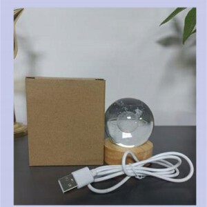 SZKLANA KULA Lampka 3D NOCNA 6cm Zasilana USB dla DZIECI SYPIALNIA Jelonek - miniatura 3
