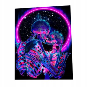 Dekoracja ŚCIENNA UV OBRAZ Fluorescencyjny GOBELIN ODBLASK 150x150cm Miłość