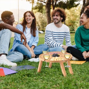 SKŁADANY STOLIK STÓŁ PIKNIKOWY DO PRZEKĄSEK SERÓW WINA PRZYSTAWEK DREWNIANY - miniatura 15