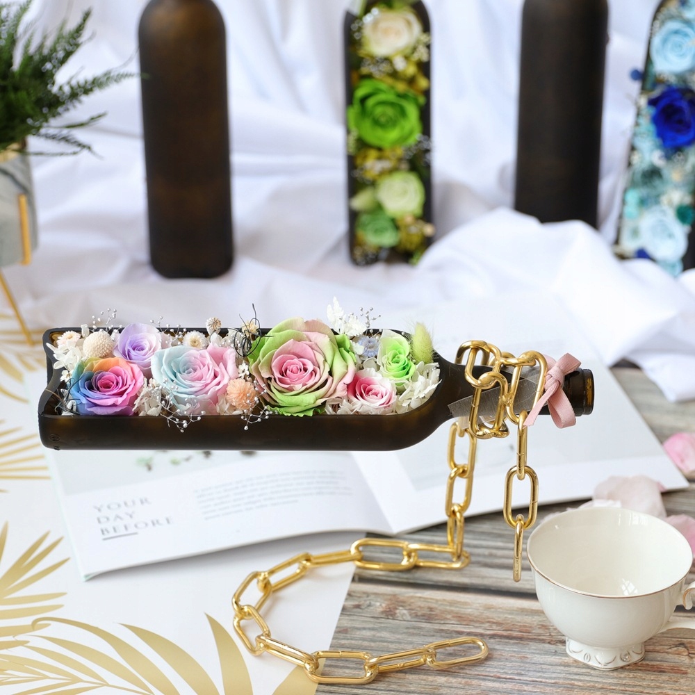 STOJAK UCHWYT NA WINO BUTELKĘ ALKOHOL ZŁOTY ŁAŃCUCH STYLOWY PREZENT - obrazek 5