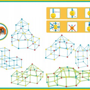 Zestaw KONSTRUKCYJNY dla DZIECI Fort Zamek NAMIOT STEM 128 elementów DOMEK - miniatura 2