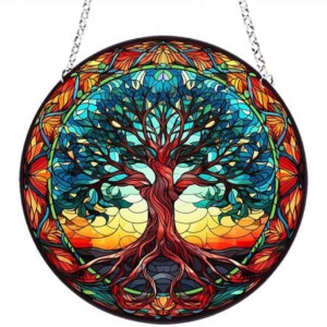 Ozdoba dekoracja WITRAŻ Wisząca DOMOWA Akrylowa PIĘKNA Drzewko SZCZĘŚCIA XL