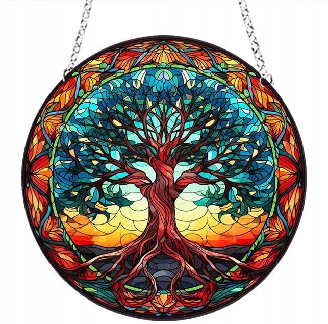 Ozdoba dekoracja WITRAŻ Wisząca DOMOWA Akrylowa PIĘKNA Drzewko SZCZĘŚCIA XL - zdjęcie 1