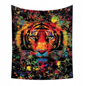 Dekoracja ŚCIENNA UV OBRAZ Fluorescencyjny GOBELIN ODBLASK 150cm XXL Tygrys