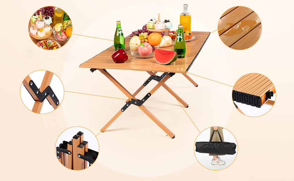 Stół OGRODOWY 60x90cm ŁADNY ODPORNY Kempingowy TORBA MOCNY STABILNY CZARNY - obrazek 10