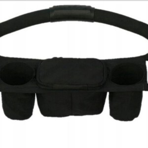 Uchwyt ORGANIZER do WÓZKA DZIECIĘCEGO Butelki TORBA Podwójny SZEROKI Czarny - miniatura 10