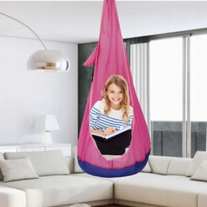 HUŚTAWKA OGRODOWA DOMOWA KOKON DLA DZIECI FOTEL WISZĄCY SIEDZISKO RÓŻOWY - miniatura 6