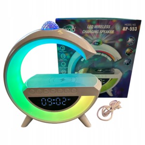 LAMPKA LED RGB Gamingowa GŁOŚNIK BLUETOOTH INDUKCJA PROJEKTOR Radio BUDZIK - miniatura 2