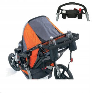 Uchwyt ORGANIZER do WÓZKA DZIECIĘCEGO Butelki TORBA Podwójny SZEROKI Czarny - miniatura 2