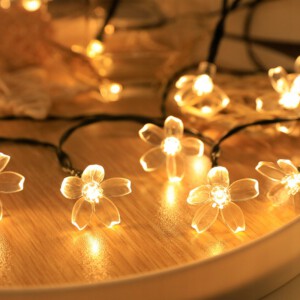 Lampki SOLARNE Ogrodowe KOMPLET 5metrów 20 LED Kwiatki CIEPŁE BIAŁE Ozdobne - miniatura 6