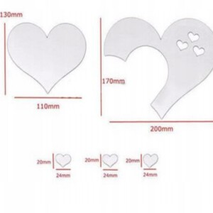 ZESTAW 5 SZT LUSTRO AKRYLOWE SERCE SERCA OZDOBNE NAKLEJKI KOMPLET SREBRNE - miniatura 2