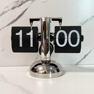 ZEGAR KLAPKOWY 24H RETRO MECHANICZNY VINTAGE NA BATERIE STALOWY PREZENT - miniatura 12