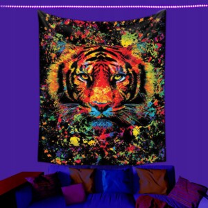 Dekoracja ŚCIENNA UV OBRAZ Fluorescencyjny GOBELIN ODBLASK 150cm XXL Tygrys - miniatura 2
