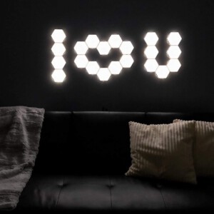 ZESTAW 8 SZTUK LAMPA LED NA ŚCIANĘ HEXAGON SZEŚCIOKĄT BIAŁA DOTYK Kwantowa - miniatura 16