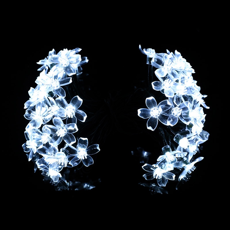 Lampki SOLARNE Ogrodowe KOMPLET 5metrów 20 LED Kwiatki ZIMNE BIAŁE Ozdobne - zdjęcie 10