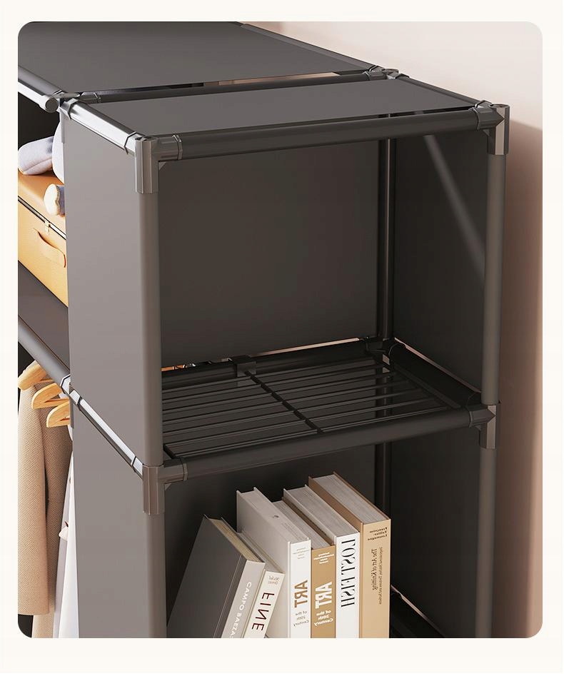 SZAFA Modułowa SKŁADANA Wieszak GARDEROBA na UBRANIA Metalowa 125x28x80 cm - obrazek 9