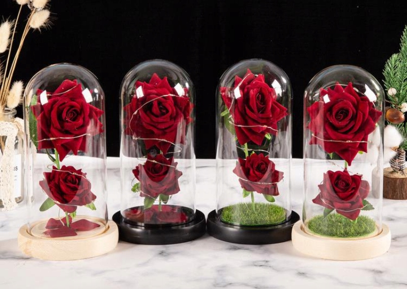WIECZNA Róża PODWÓJNA W SZKLE Świecąca LED PREZENT - obrazek 11