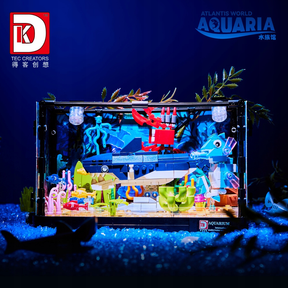 Klocki AKWARIUM Rekin Krab ZESTAW KLOCKÓW Z RYBKAMI Podwodny Świat LED - obrazek 16