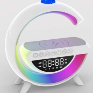 LAMPKA LED RGB Gamingowa GŁOŚNIK BLUETOOTH INDUKCJA PROJEKTOR Radio BUDZIK - miniatura 6