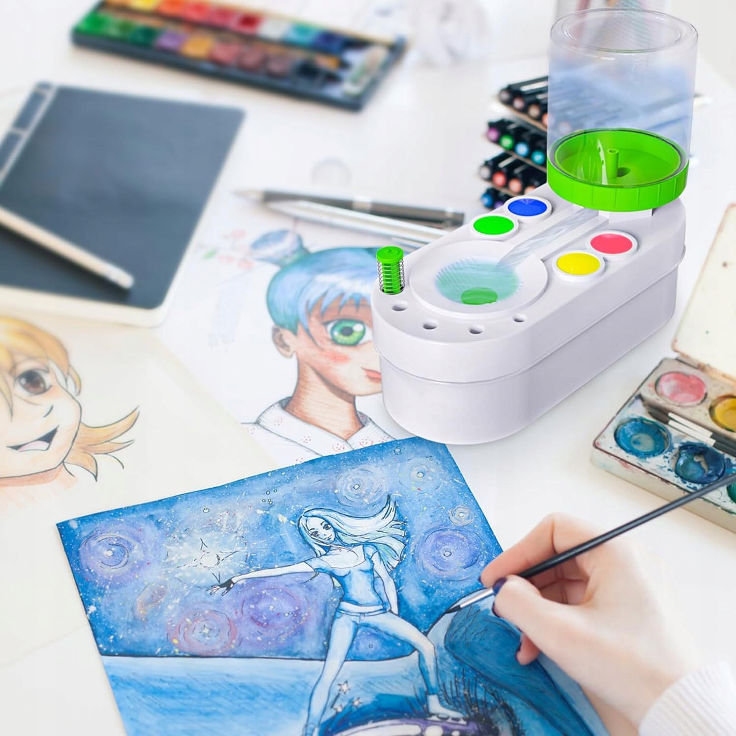 BRUSH Płuczka SPŁUCZKA STACJA do CZYSZCZENIA PĘDZLI MALOWANIA XXL - obrazek 10