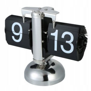 ZEGAR KLAPKOWY 24H RETRO MECHANICZNY VINTAGE NA BATERIE STALOWY PREZENT - miniatura 10