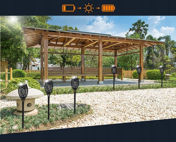 Lampka SOLARNA Płomień 1000mAh 12LED POCHODNIA Ogrodowa WBIJANA IP65 1szt - zdjęcie 6