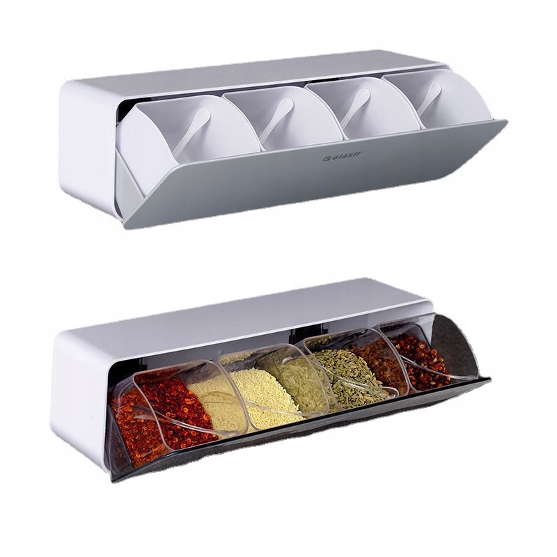 PÓŁKA KUCHENNA Dozownik KASZE PRZYPRAWY 8 miejsc 2 POJEMNIKI Organizer 30cm