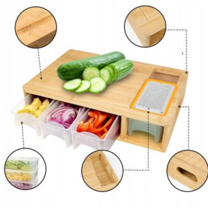 DESKA DO KROJENIA DREWNIANA WIELOFUNKCYJNA Z 3 SZUFLADAMI Z TARKAMI PREZENT - miniatura 5