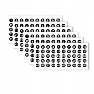 Naklejki 1-100 CYFRY Numery CZARNE OZNACZANIE Numerowanie 5 ARKUSZY 500 szt - miniatura 4