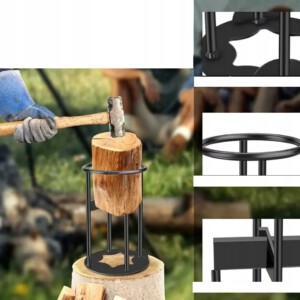 STOJAK DO CIĘCIA DREWNA RĘCZNA ŁUPARKA ŻELIWNA OPAŁ KOMINKA OGNISKO 27x14cm - miniatura 9