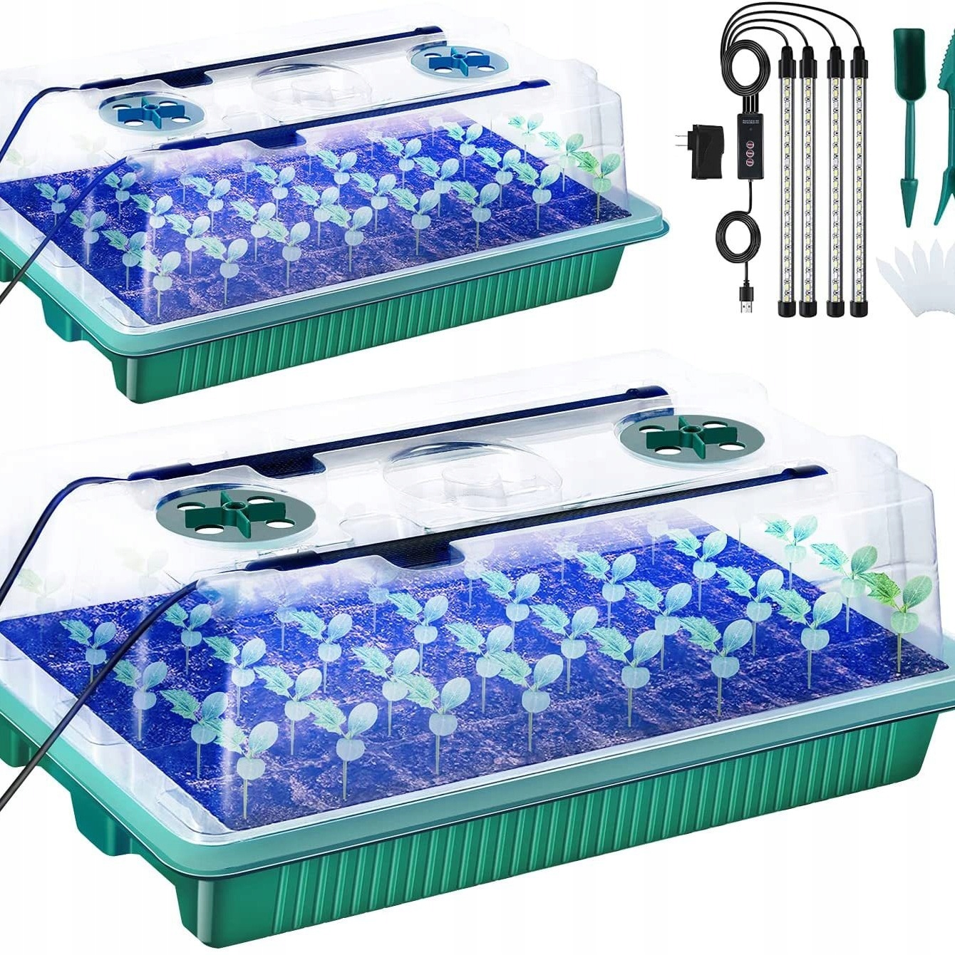 MINI SZKLARNIA LED Lampki Szklarnia USB Regulowana Wentylacja ROZSADA 80x - zdjęcie 8