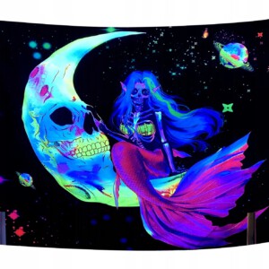 Dekoracja ŚCIENNA UV OBRAZ Fluorescencyjny GOBELIN ODBLASK 150cm XL Księżyc