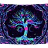 Dekoracja ŚCIENNA UV OBRAZ Fluorescencyjny GOBELIN ODBLASK 150x150cm Drzewo - miniatura 1