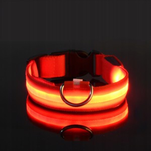 Obroża dla zwierząt PSÓW LED Wodoszczelna na USB Kabel CZERWONA XL 52-60cm - miniatura 2