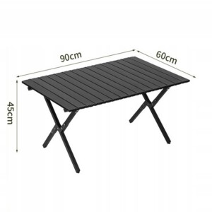 Stół OGRODOWY 60x90cm ŁADNY ODPORNY Kempingowy TORBA MOCNY STABILNY CZARNY - miniatura 2