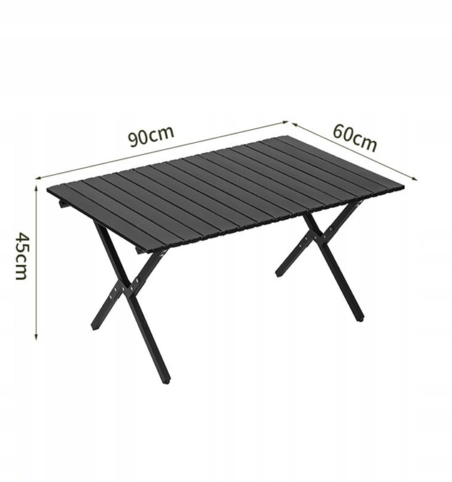 Stół OGRODOWY 60x90cm ŁADNY ODPORNY Kempingowy TORBA MOCNY STABILNY CZARNY - obrazek 2