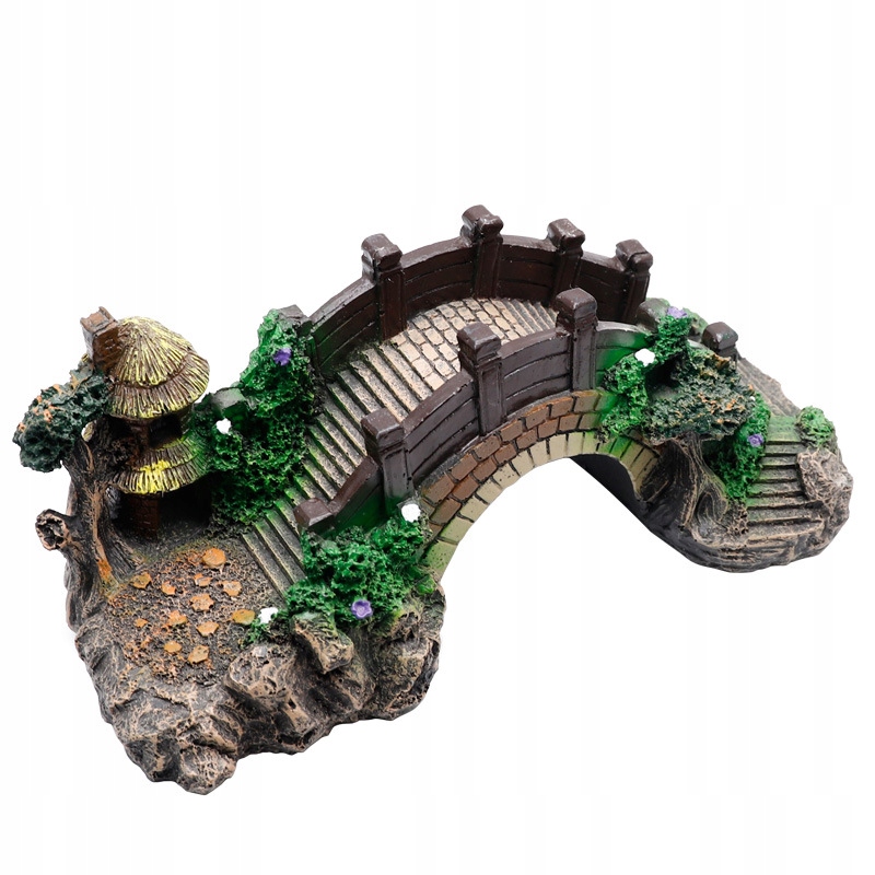 DEKORACJA DO AKWARIUM OZDOBA AKWARIOWA PIĘKNY MOST DO AKWARIUM XXL 28cm