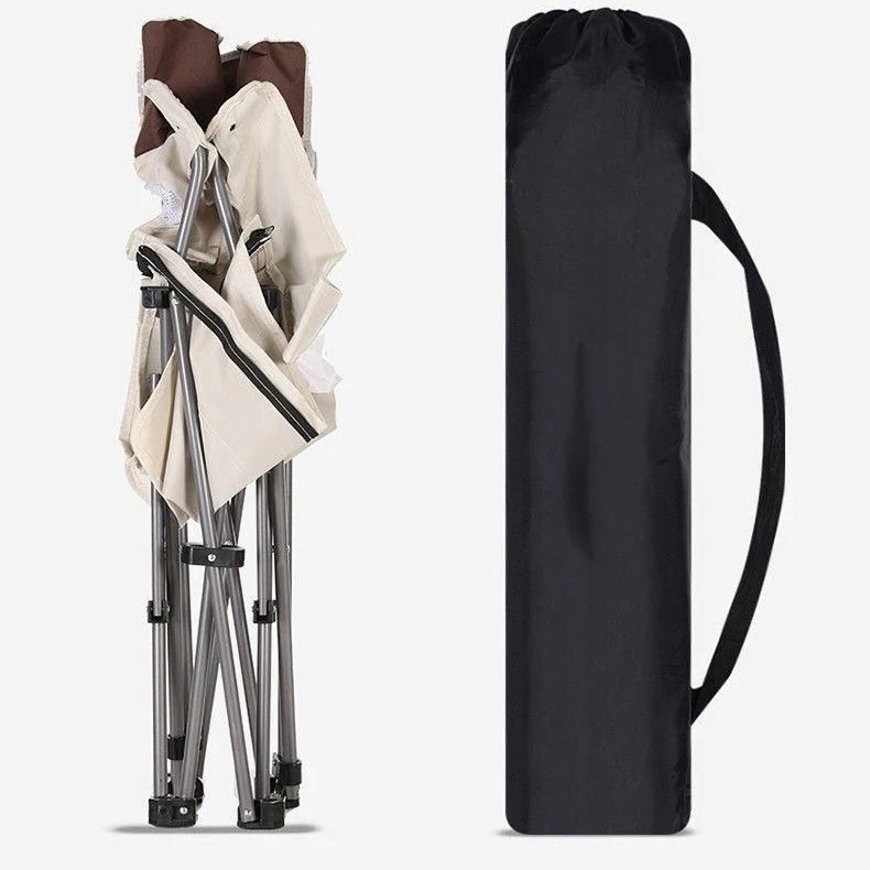 LEŻAK OGRODOWY TURYSTYCZNY PLAŻOWY SKŁADANY POKROWIEC CZARNY FOTEL PODNÓŻEK - obrazek 5