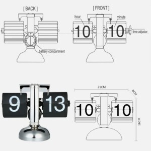 ZEGAR KLAPKOWY 24H RETRO MECHANICZNY VINTAGE NA BATERIE STALOWY PREZENT - miniatura 9