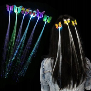 ZESTAW SPINEK DO WŁOSÓW MOTYLKI 5x KOLOROWE FESTIWAL WARKOCZE ŚWIECĄCE LED - miniatura 14
