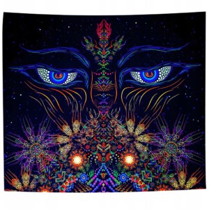 Dekoracja ŚCIENNA UV OBRAZ Fluorescencyjny GOBELIN ODBLASK 150x150cm Oczy - miniatura 1