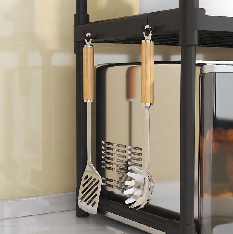 PÓŁKA KUCHENNA pod mikrofalówkę SZAFKA ORGANIZER CZARNA 2poziomy 48cm REGAŁ - obrazek 5