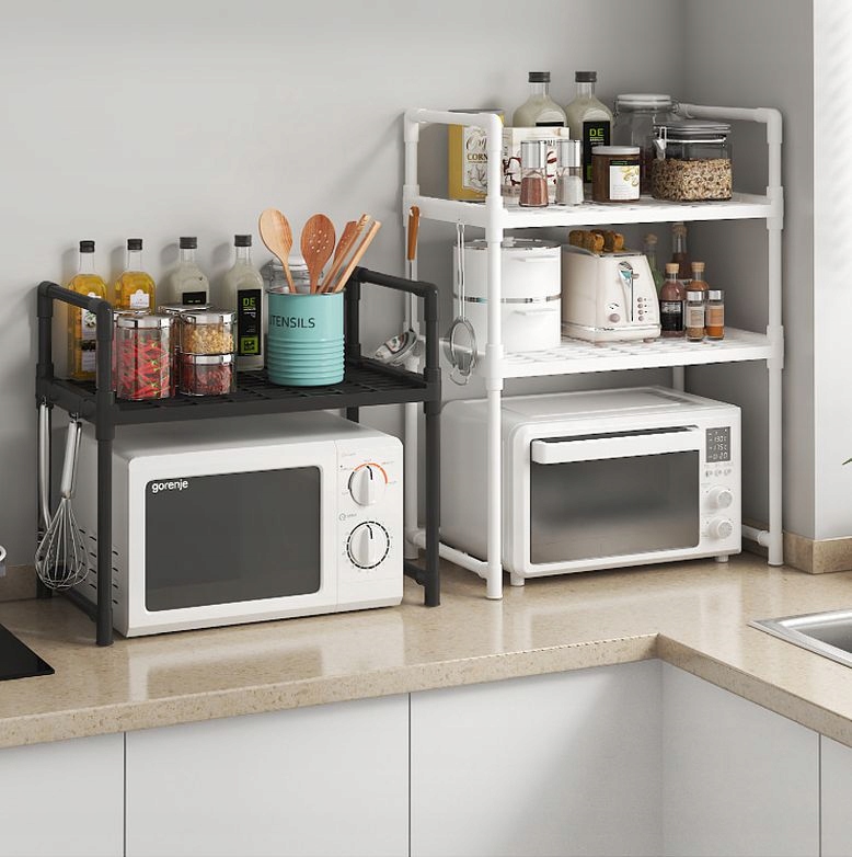 PÓŁKA KUCHENNA pod mikrofalówkę SZAFKA ORGANIZER CZARNA 2poziomy 48cm REGAŁ - obrazek 2