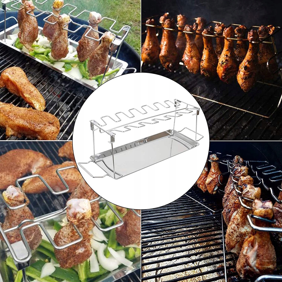 STOJAK NA KURCZAKA MIĘSO ŻEBEREK GRILLA Grill BBQ Pieczenia RUSZT - zdjęcie 10