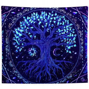 Dekoracja ŚCIENNA UV OBRAZ Fluorescencyjny GOBELIN ODBLASK 150cm XXL Drzewo
