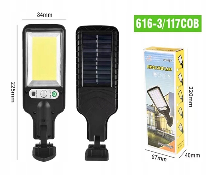 LAMPA SOLARNA ULICZNA Działka DOM 117 LED COB 6 godzin MOCNA Latarnia - zdjęcie 10