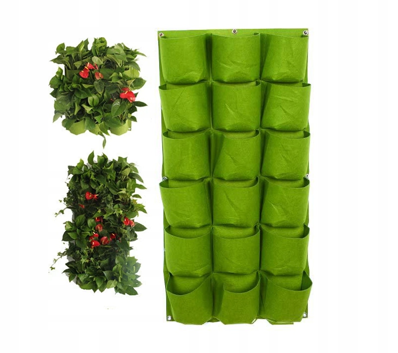 Doniczka WISZĄCA FILC Kaskada WARZYW ZIÓŁ TRUSKAWEK Ogród ZIELNIK 18 miejsc